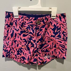 Lilly Pulitzer Pink Coral Print Callahan Shorts Tropical Pin Size 00